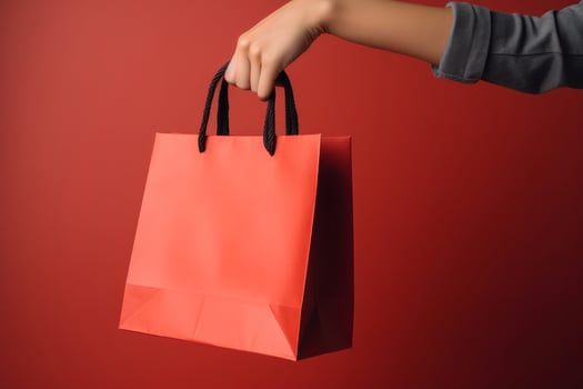 Girl with blank shopping bag. Illustration photo