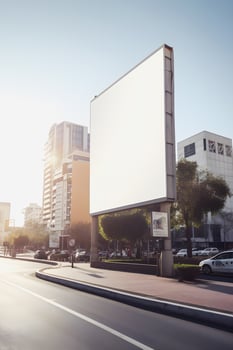 Futuristic City Billboard Create a Blank Canvas for Your Next Advertising Campaign photo