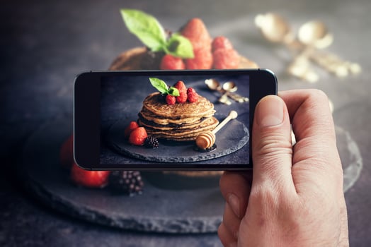 Buckwheat pancakes with fruit photo