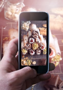 Photographing sweet cannoli photo