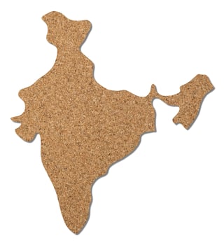 India map cork wood texture. photo