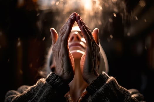 woman hands pray photo