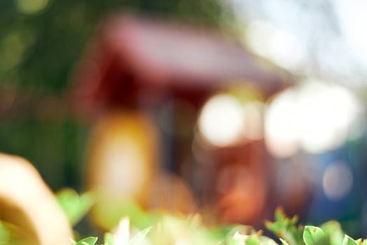blurred background bokeh colorful children playground on the yard in the outdoor park in the morning photo