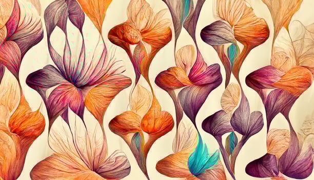 Textured abstract watercolor flowers with a golden sheen. An elegant flower card or banner template with space for text. 3D illustration. photo