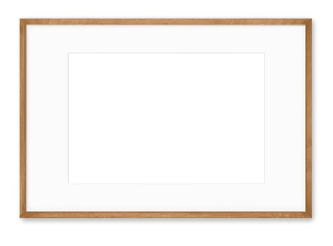 Isolated Photo Frame on White Background, Wooden Frame Mockup