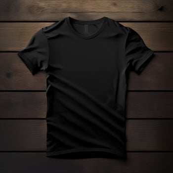 blank black t-shirt on a wooden surface, photo