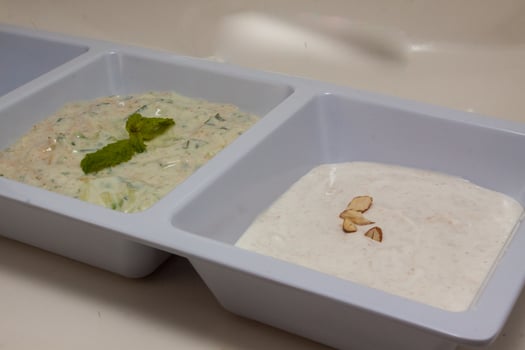 Cucumber yogurt sauce and creamy horseradish photo