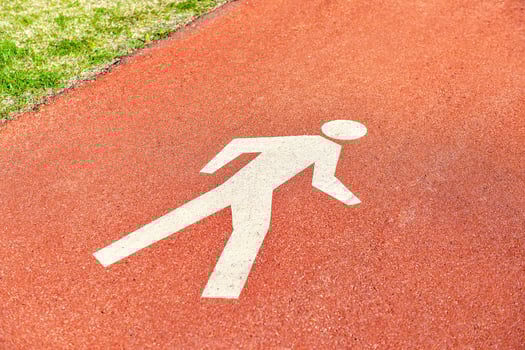 Pedestrian Sign, Road signs - painted sign on asphalt for pedestrian lane photo