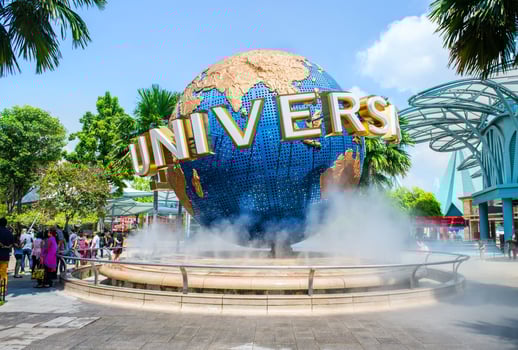 SINGAPORE - OCT, 28 UNIVERSAL STUDIOS SINGAPORE sign on October 28,2014. Universal Studios Singapore is a theme park located within Resorts World Sentosa on Sentosa Island, Singapore photo