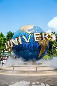 SINGAPORE - OCT, 28 UNIVERSAL STUDIOS SINGAPORE sign on October 28,2014. Universal Studios Singapore is a theme park located within Resorts World Sentosa on Sentosa Island, Singapore photo
