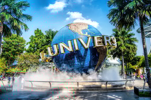 SINGAPORE - OCT, 28 UNIVERSAL STUDIOS SINGAPORE sign on October 28,2014. Universal Studios Singapore is a theme park located within Resorts World Sentosa on Sentosa Island, Singapore photo