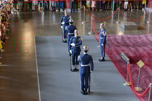 Taipei, Taiwan - OCT 07, 2017-Formal Shift changing guards in Sun Yat-sen Memorial Hall, Taipei. photo