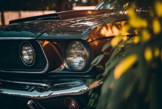 Vintage cars parked in the garden. photo