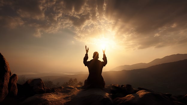 a alone man doing pray for god, a spiritual connection with god photo