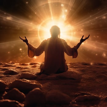 a alone man doing pray for god, a spiritual connection with god photo