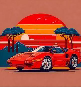 classic custom muscle car racing in retro style vector illustration, log icon badge, , photo