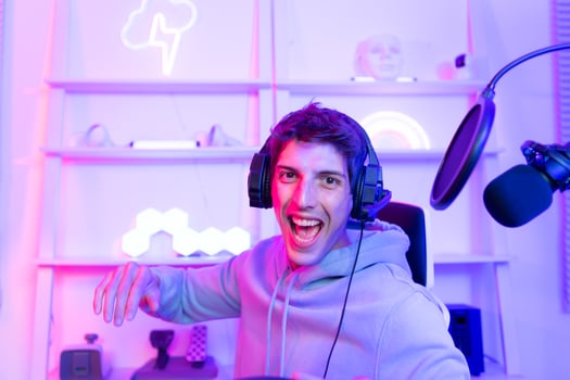 The winning mood of a professional gamer That is where the cash and celebrity come from. photo