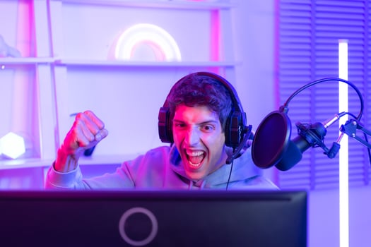 The winning mood of a professional gamer That is where the cash and celebrity come from. photo