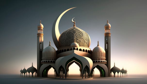 illustration of amazing architecture design of muslim mosque ramadan kareem, islamic architecture background ramadan kareem, Islamic Mosque, Ramdan, ramzan, eid, culture, arab, Generate Ai photo