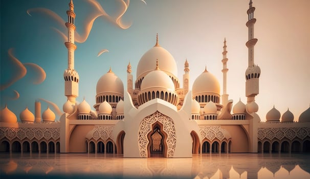 illustration of amazing architecture design of muslim mosque ramadan kareem, islamic architecture background ramadan kareem, Islamic Mosque, Ramdan, ramzan, eid, culture, arab, Generate Ai photo