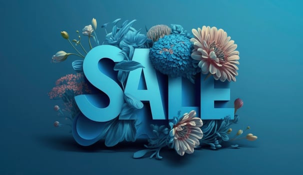 Sale Design. Spring Promo Discount Banner Template with Paper Cut Flowers for Flyer, Poster, Voucher Advertising, Generate Ai photo
