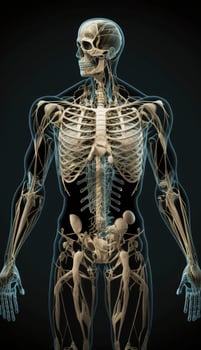 full Human body anatomy.  3d rendering, anatomical drawing, body muscular system sketch drawing, Generate Ai photo