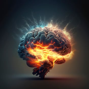 Human brain Medical and health care conceptual illustration, 3d render, Generate Ai photo