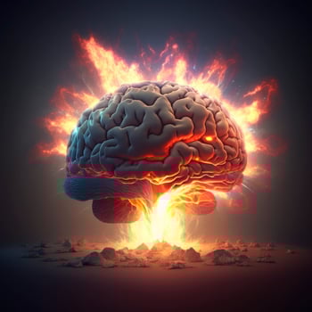 Human brain Medical and health care conceptual illustration, 3d render, Generate Ai photo