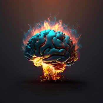 Human brain Medical and health care conceptual illustration, 3d render, Generate Ai photo