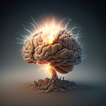 Human brain Medical and health care conceptual illustration, 3d render, Generate Ai photo