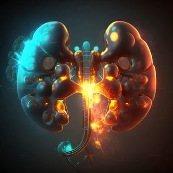 Human kidneys Medical and health care conceptual illustration, 3d render, Generate Ai photo