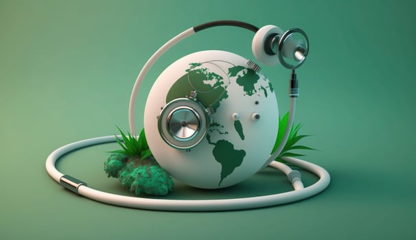 World Mental Health day illustration concept, World Health Day Images, Heartbeat, Stethoscope, world health day April 7, poster, banner, design, theme, 2023, Generate Ai photo