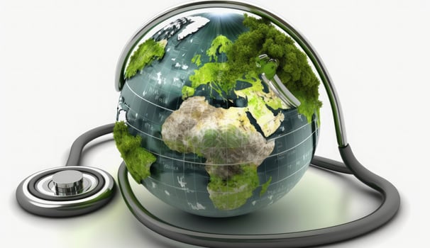 World Mental Health day illustration concept, World Health Day Images, Heartbeat, Stethoscope, world health day April 7, poster, banner, design, theme, 2023, Generate Ai photo