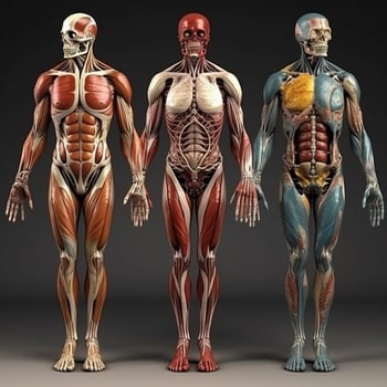 Human Anatomy - Muscles and Organs - 3D render photo