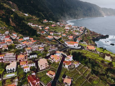 Drone view of Seixal in Madeira, Portugal photo
