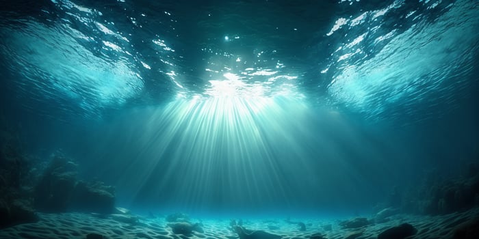 The blue underwater sea with . photo