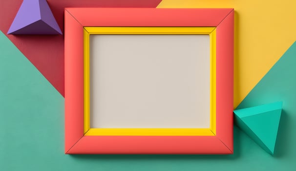 empty photo frame geometric colorful retro modern minimalist .