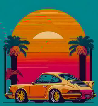 Vintage classic car retro vector style illustration photo