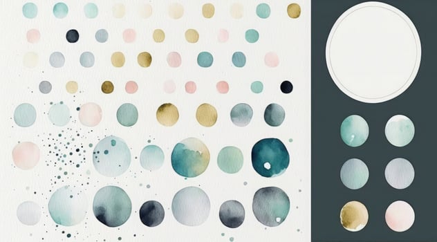 A seamless pattern featuring softly painted watercolor dots in various sizes, in a peaceful and dreamy color palette, Watercolor Dots Pattern, Abstract Art, watercolor pattern, Generate Ai photo