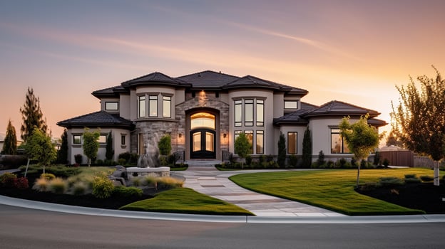 3d modern luxury real estate house for sale and rent , luxury property concept, photo