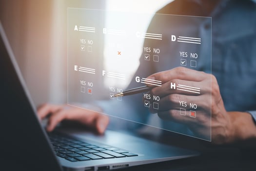 checklist and clipboard task documentation management, business people working laptop checklist questionnaire assessment form, online survey online exam Choosing the right answer in the exam photo