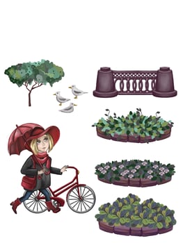 illustration hand drawn city bike set. High quality illustration photo