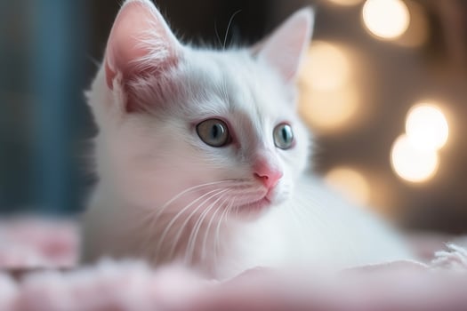 White cute kitten portrait. . photo