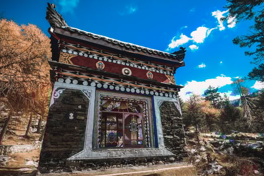 The water wheel and prayer wheel of Tibetan Buddhism photo