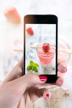 Strawberry smoothie in the glass photo