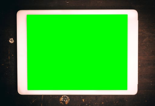 Tablet with green screen photo