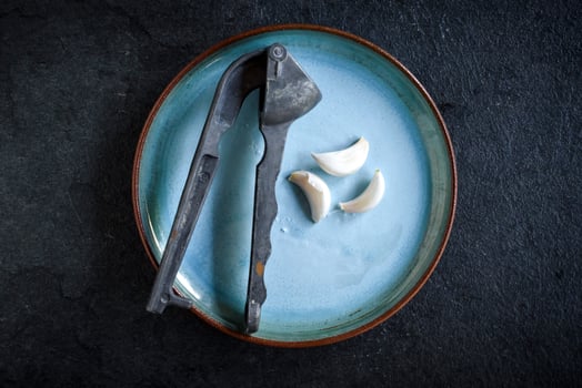 Preparing gnocchi and mushrooms photo