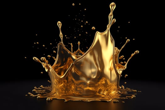 Gold liquid splash in 3D. photo