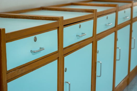 Close up of Wooden Chest of Drawers photo