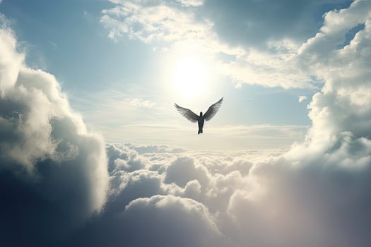 Levitating human soul in heaven. photo